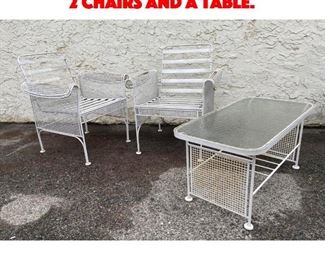 Lot 242 3pcs Mesh Side Outdoor Set. 2 Chairs and a Table. 