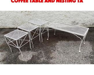 Lot 249 outdoor Iron Patio Tables. Coffee Table and Nesting Ta
