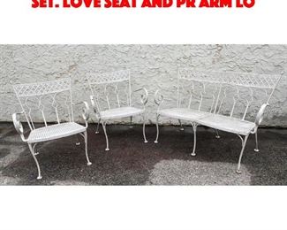 Lot 255 3pc SALTERINI Outdoor Iron Set. Love Seat and Pr Arm Lo