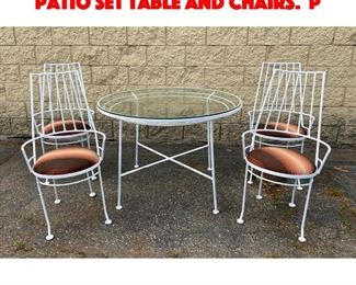Lot 284 Mid Century Modern Iron Patio Set Table and Chairs. P