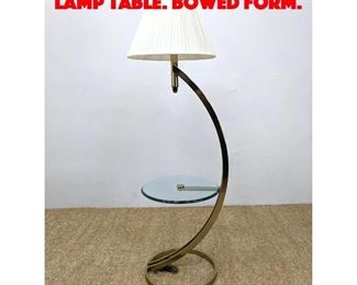 Lot 296 Modernist Brass and Glass Lamp Table. Bowed Form. 