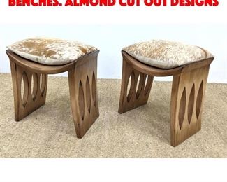 Lot 314 Pr Modernist Wood Stool Benches. Almond cut out designs