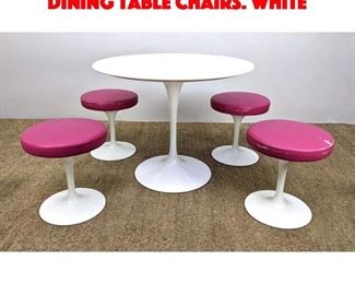 Lot 341 5pc Set EERO SAARINEN Tulip Dining Table Chairs. White 