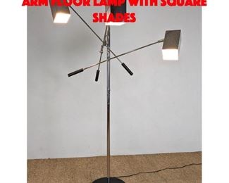 Lot 346 SONNEMAN Chrome Three Arm Floor Lamp with Square Shades