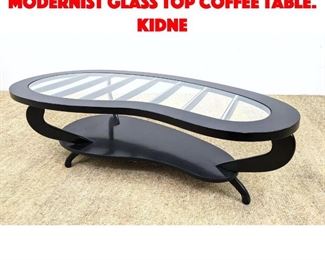 Lot 349 Black Lacquered Modernist Glass Top Coffee Table. Kidne