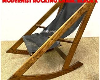 Lot 356 Oak Compass Form Frame Modernist Rocking Chair. Black l