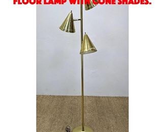 Lot 358 Lightolier Style Gold Tone Floor Lamp with Cone Shades.