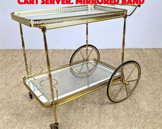 Lot 364 Italian Brass and Glass Bar Cart Server. Mirrored band 