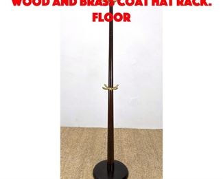 Lot 376 BOMBAY Contemporary Wood and Brass Coat Hat Rack. Floor