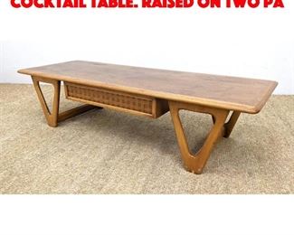 Lot 379 LANE Banded Top Coffee Cocktail Table. Raised on two pa