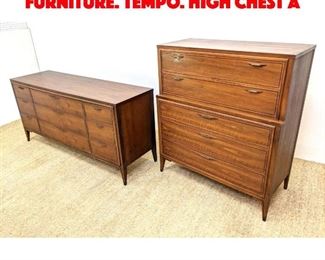 Lot 383 2pcs KENT COFFEY Bedroom Furniture. TEMPO. High chest a