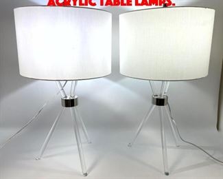 Lot 385 Pair Contemporary Lucite Acrylic Table Lamps. 