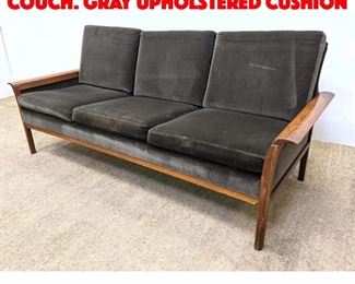 Lot 395 Danish Modern Teak Sofa Couch. Gray Upholstered cushion