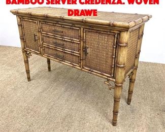 Lot 406 MAITLAND SMITH Faux Bamboo Server Credenza. Woven Drawe