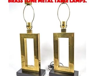 Lot 416 Pair ROBERT ABBEY style Brass Tone Metal Table Lamps. 