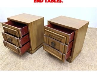 Lot 418 Pair James Mont Style Side End Tables. 