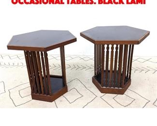Lot 423 Pair American Modern Side Occasional Tables. Black Lami