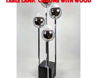 Lot 427 Mid Century Modern 4 Ball Table Lamp. Chrome with wood