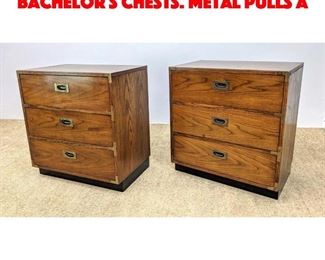 Lot 431 Pr LANE Campaign style Bachelor s Chests. Metal pulls a