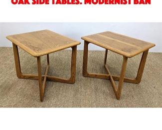 Lot 444 Pr LANE American Modern Oak Side Tables. Modernist ban