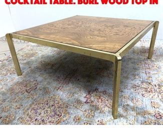 Lot 458 Large Decorator Coffee Cocktail Table. Burl Wood Top In