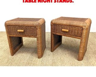 Lot 495 Pair Rattan Wicker Side Table Night Stands.