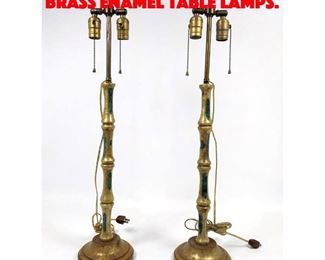 Lot 496 Pair Stamped Mendoza Brass Enamel Table Lamps. 