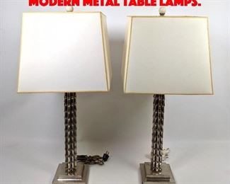 Lot 501 Pair Contemporary Modern Metal Table Lamps. 