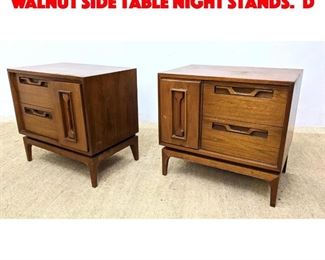 Lot 505 Pair American Modern Walnut Side Table Night Stands. D