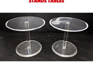 Lot 515 Pr Clear Lucite Round Stands Tables