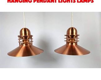 Lot 522 Pr Copper Industrial style Hanging Pendant Lights Lamps