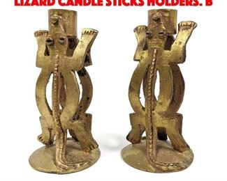 Lot 526 Pr BAMBOULA LTD Figural Lizard Candle Sticks Holders. B