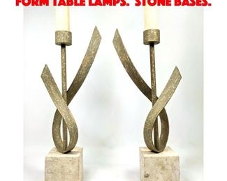 Lot 536 Pair Decorative Ribbon Form Table Lamps. Stone bases. 