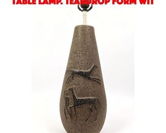 Lot 554 Figural Pottery Modernist Table Lamp. Teardrop form wit