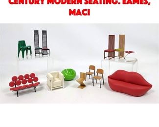 Lot 566 14pcs Miniature Mid Century Modern Seating. Eames, Maci