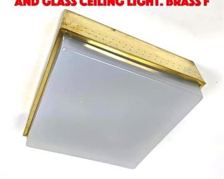Lot 573 Modernist Square Brass and Glass Ceiling Light. Brass f