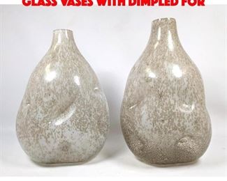Lot 578 2pc Art Glass Vases. Cased glass vases with dimpled for