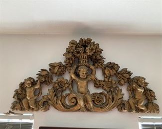 Architectural Element of Cherubs and Flowers
