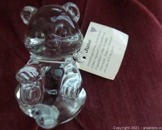 Fenton Glass Bear June Hart Paperweight Figurine