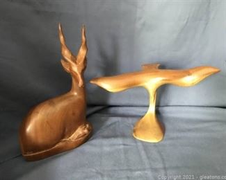 Hand Carved Seagull and Gazelle