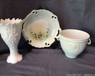 Kaiser Porcelain Vase with cameo of Mozart Milk Vase Hand Painted Dish