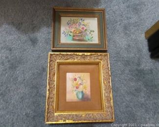 Two Small Oil Paintings on Wood Framed Signed