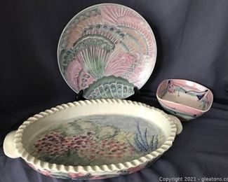 Unusual Handmade Pottery Platter Tray Bowl and Designer Plate