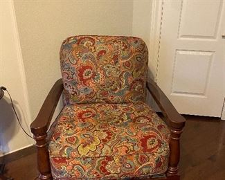 PAISLEY UPHOLSTERED ARM CHAIR/ VINTAGE/ VERY NICE FABRIC