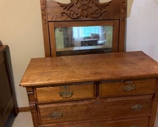 Oak Dresser with Mirror.