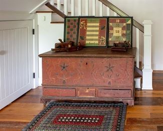 Gaemboards and Pennsylvania decorated blanket chest