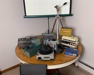 Collection of Vintage Projectors, Recorder, and Accessories