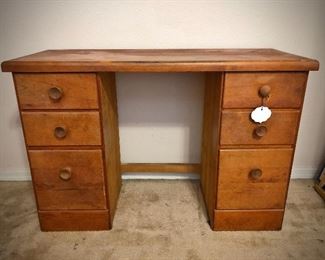 $60 Vintage Pine Pier desk 
44”wide x 29.75”tall x 17.25”deep