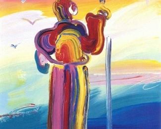 FRAMED ART, PETER MAX ANGEL WITH CANE