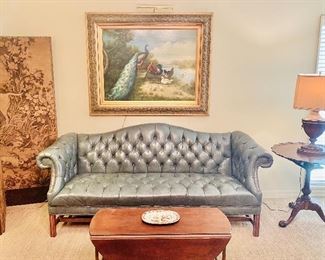 Tufted leather sofa 